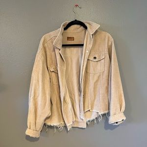 Beige Corduroy Distressed Jacket